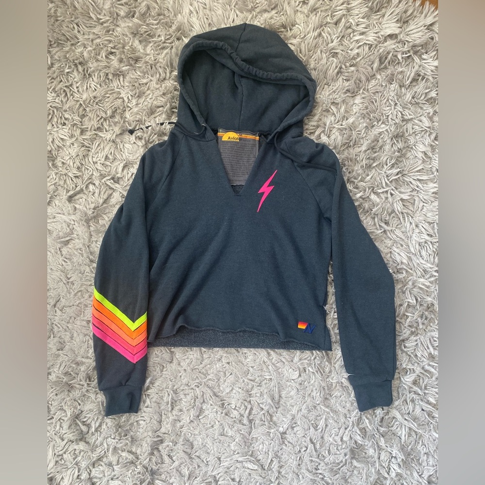 Aviator nation hoodie - women’s medium/chevron neon & gray